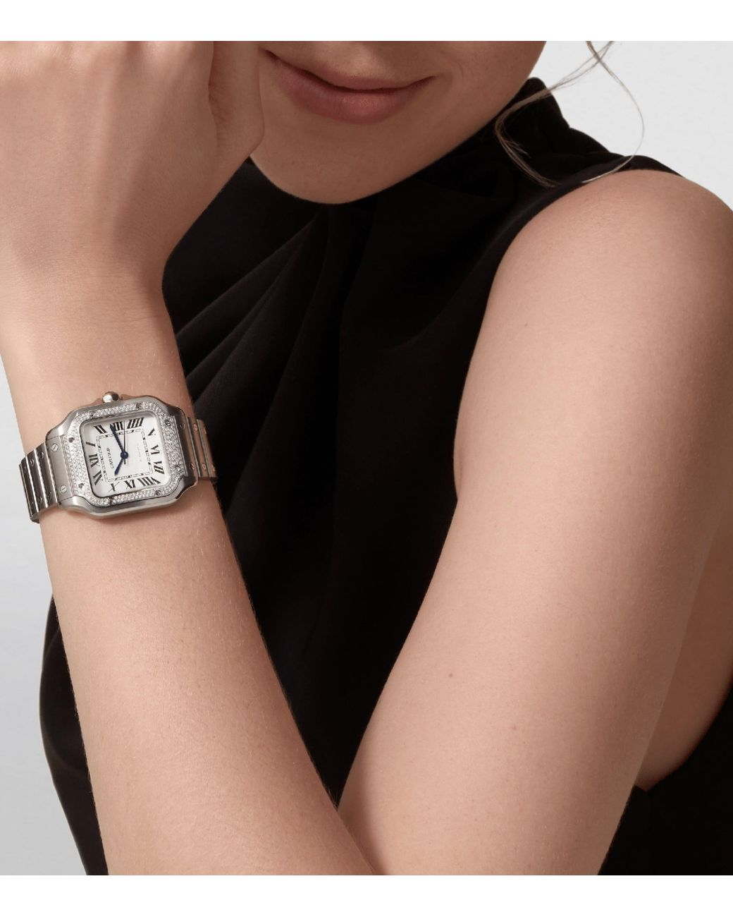 Cartier Gray Medium Steel Santos De Watch