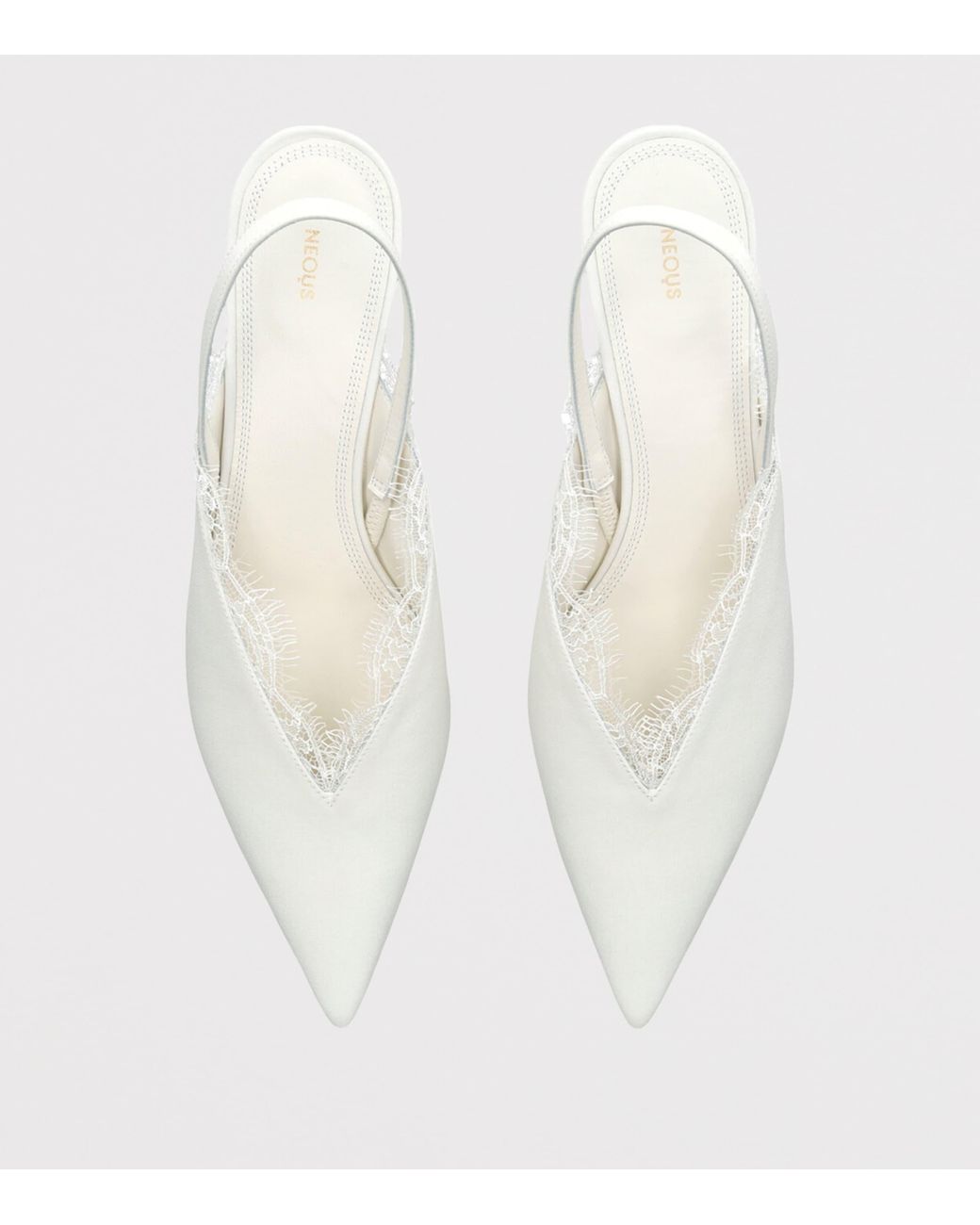 Neous White Crepe Lace-Trim Irena Slingback Pumps 40
