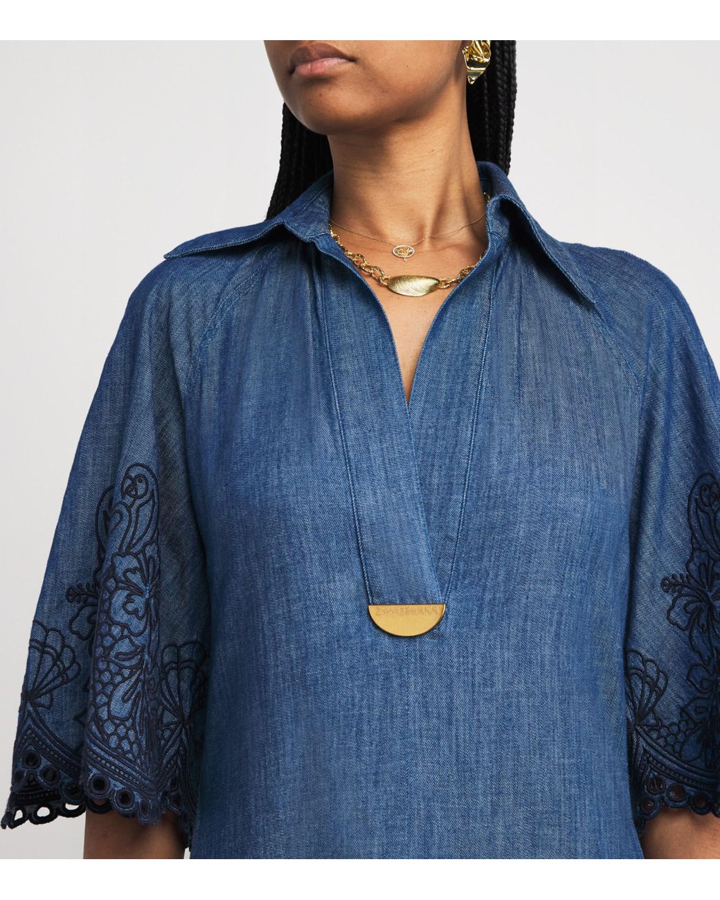 【Zimmermann】Coco embroidered denim maxi dress Zimmermann Women's Coco Embroidered Denim Dress | A.K. Rikk's