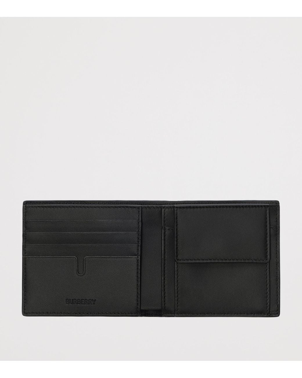 Burberry Black City Check Bifold Coin Wallet for men