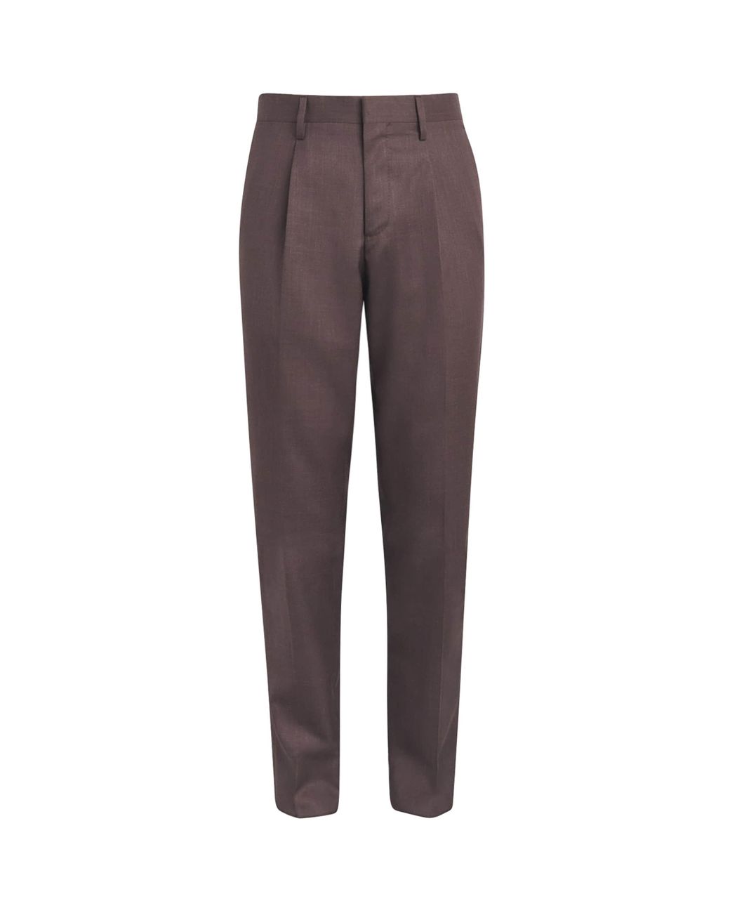 Lardini Brown Virgin Wool-Blend Straight Trousers for men