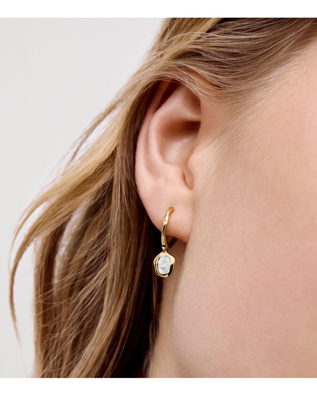 Monica Vinader Metallic Vermeil And Moonstone Odyssey Huggie Earrings