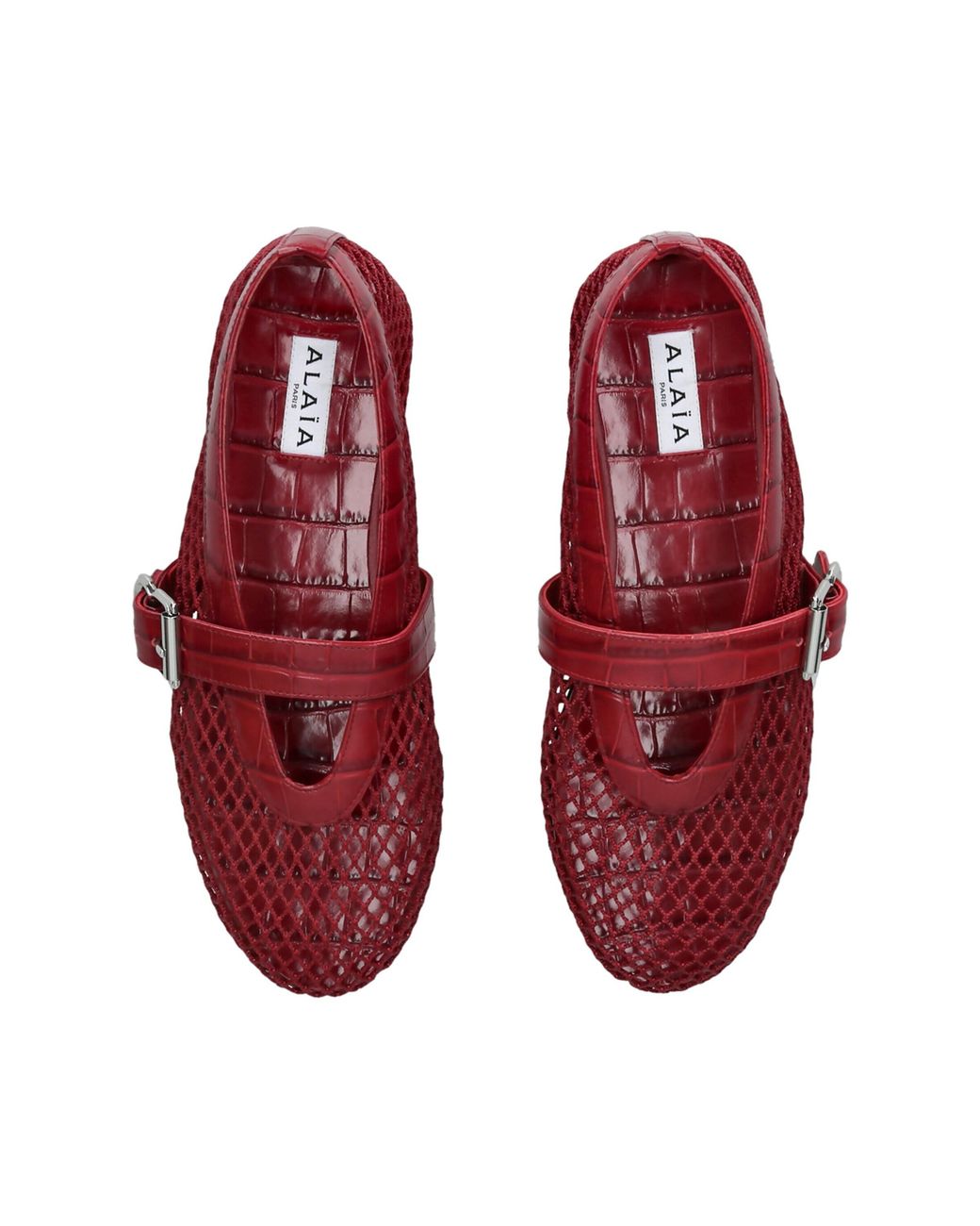 Alaïa Red Leather Mesh Ballet Flats