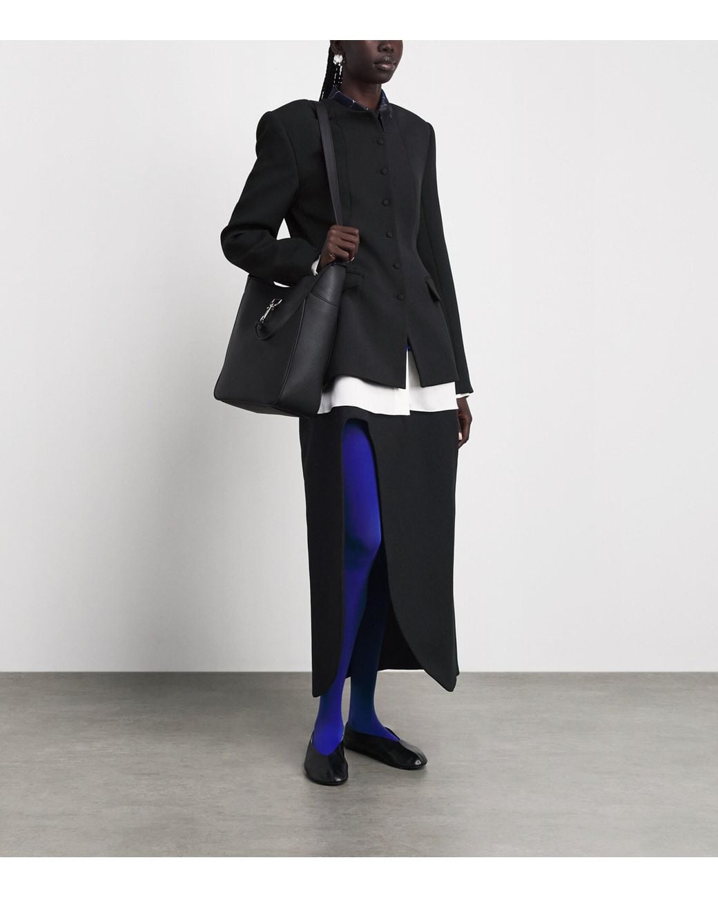 Jil Sander Black Wool Sablé Midi Skirt
