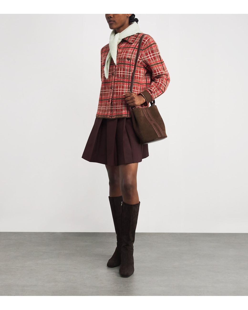 Harrods Brown X Tusting Small Suede H Cross-Body Bag