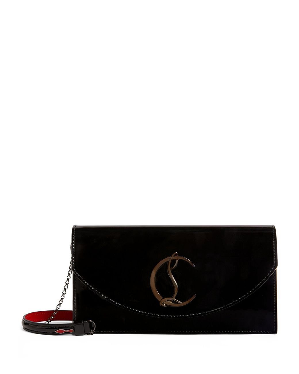 Christian Louboutin Leather Loubi54 Patent Clutch Bag in Black - Lyst