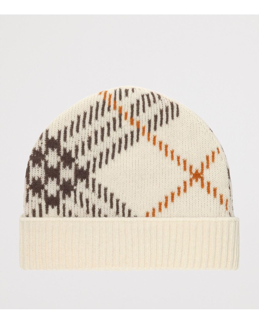 Burberry Natural Cashmere-Blend Check Beanie for men