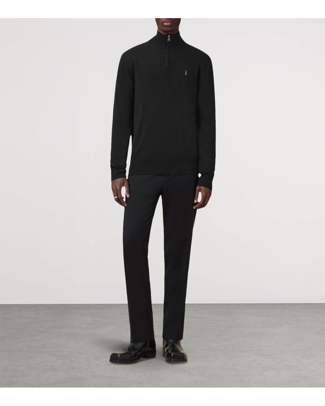 AllSaints Black Kilburn Quarter-Zip Sweater for men