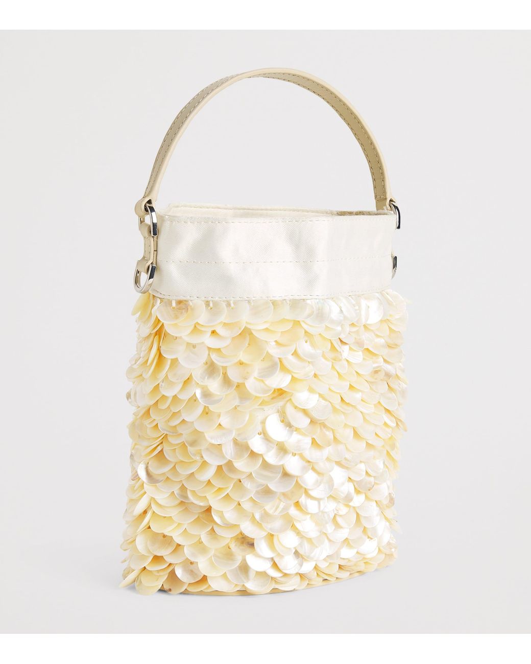 Staud White Mini Embellished Lila Bucket Bag