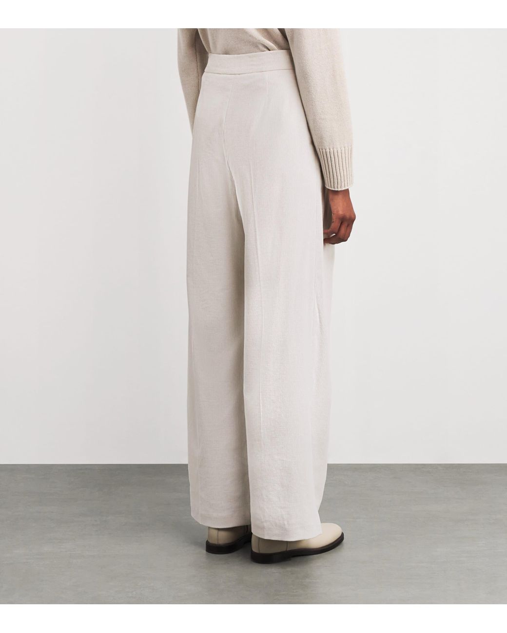 Eleventy White Cotton-Blend Corduroy Trousers