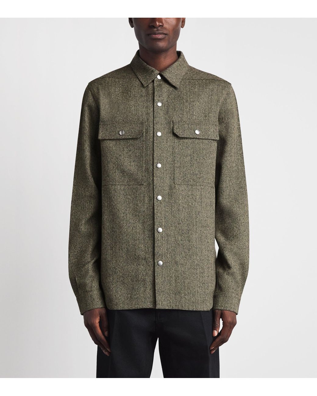 Rick Owens Green Wool Overshirt for men
