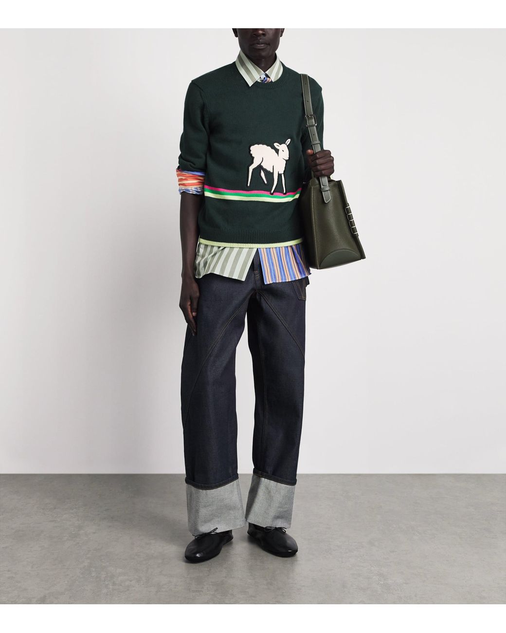 J.W. Anderson Green Leather Loafer Messenger Bag for men