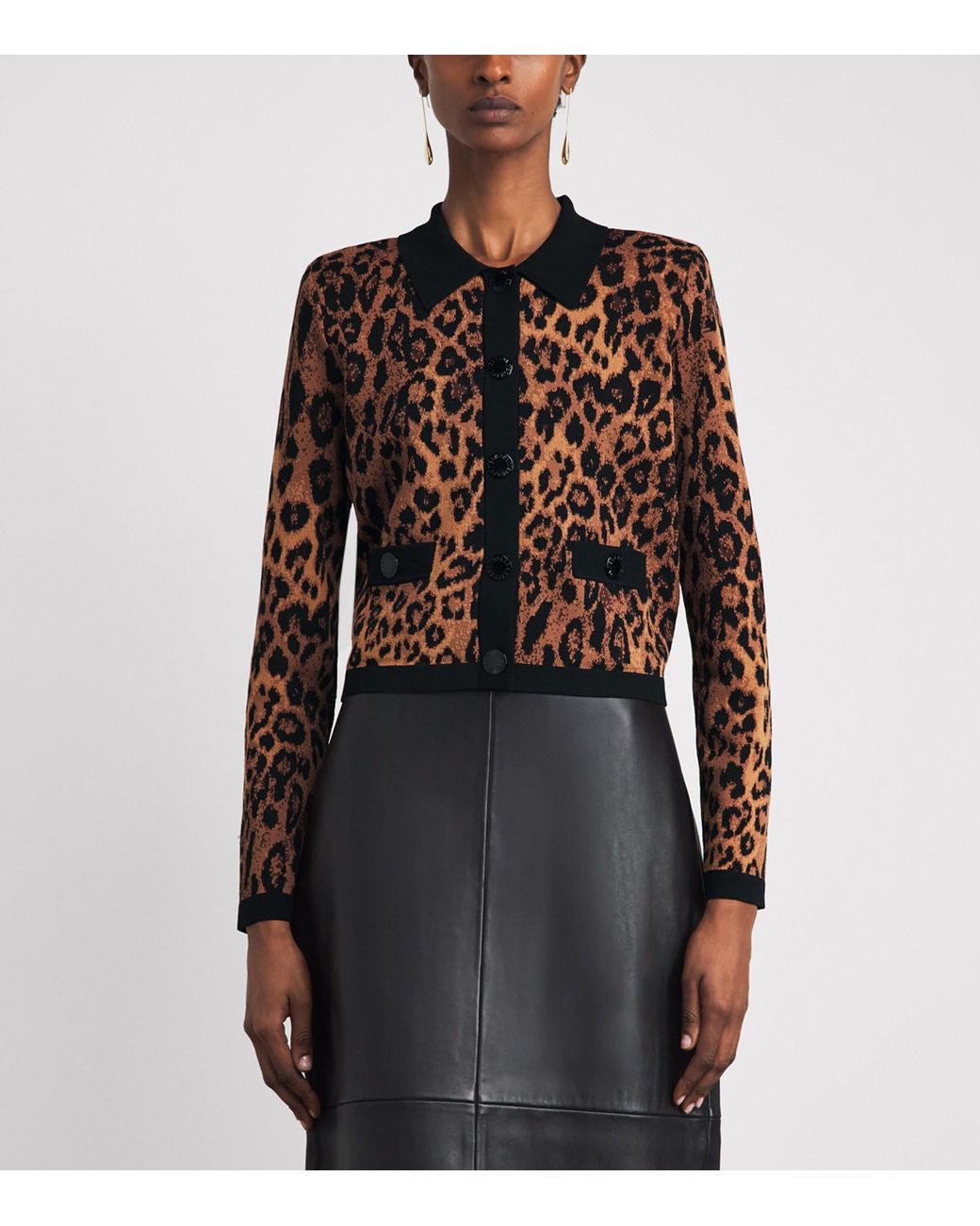 L'Agence Black Leopard Print Osiris Cardigan