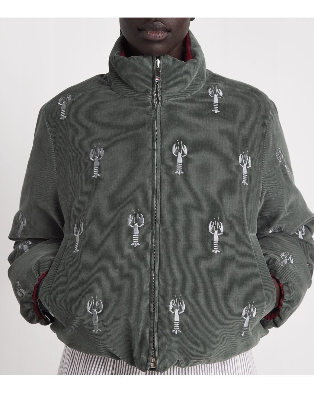 Thom Browne Gray Corduroy Reversible Down Jacket
