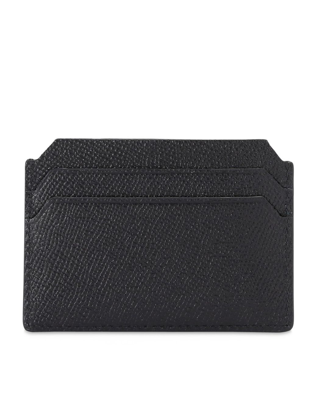 Santoni Black Textured Leather Card Holder for men