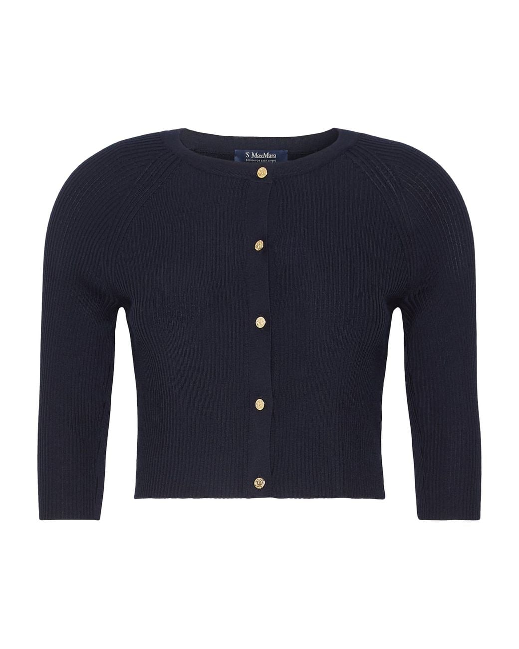 Max Mara Blue Virgin Wool Cropped Cardigan