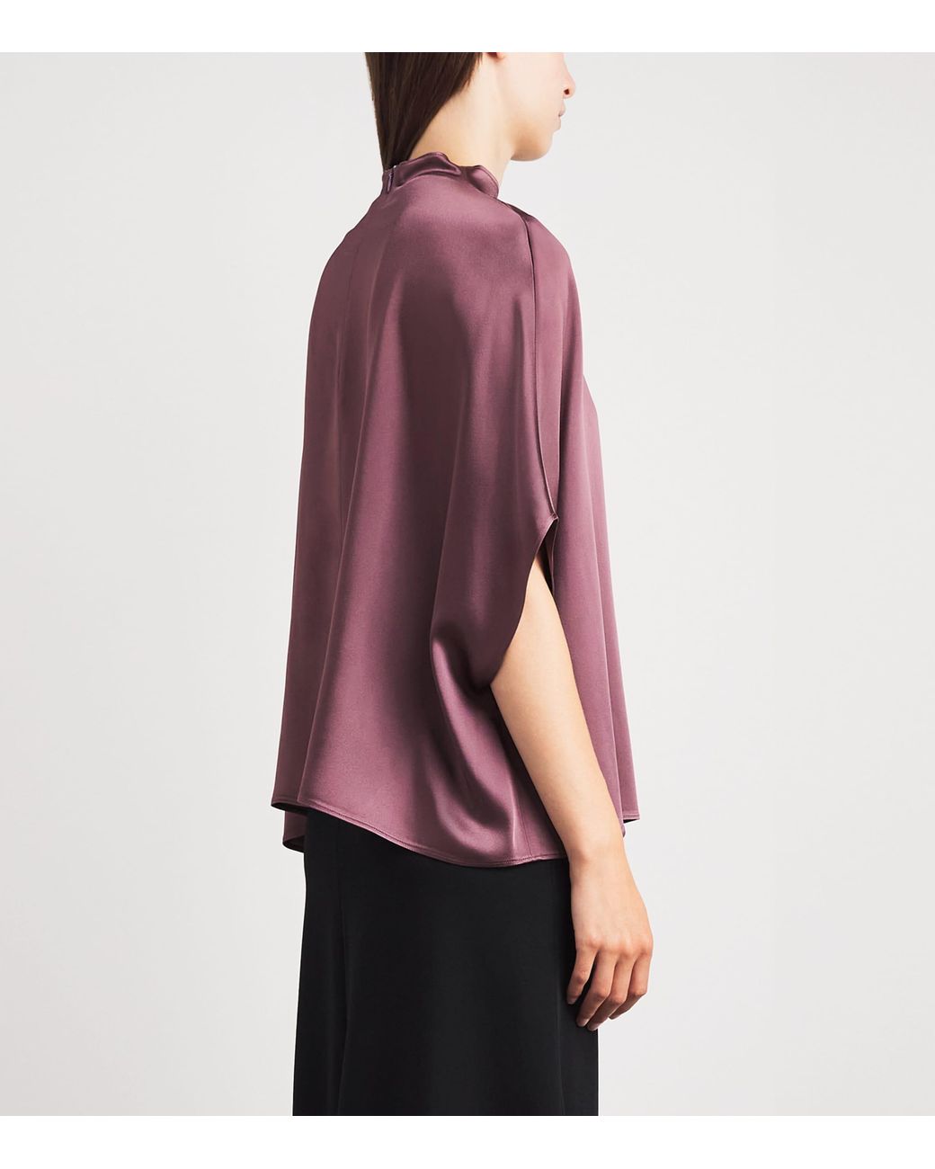 LAPOINTE Purple Satin Cape Blouse