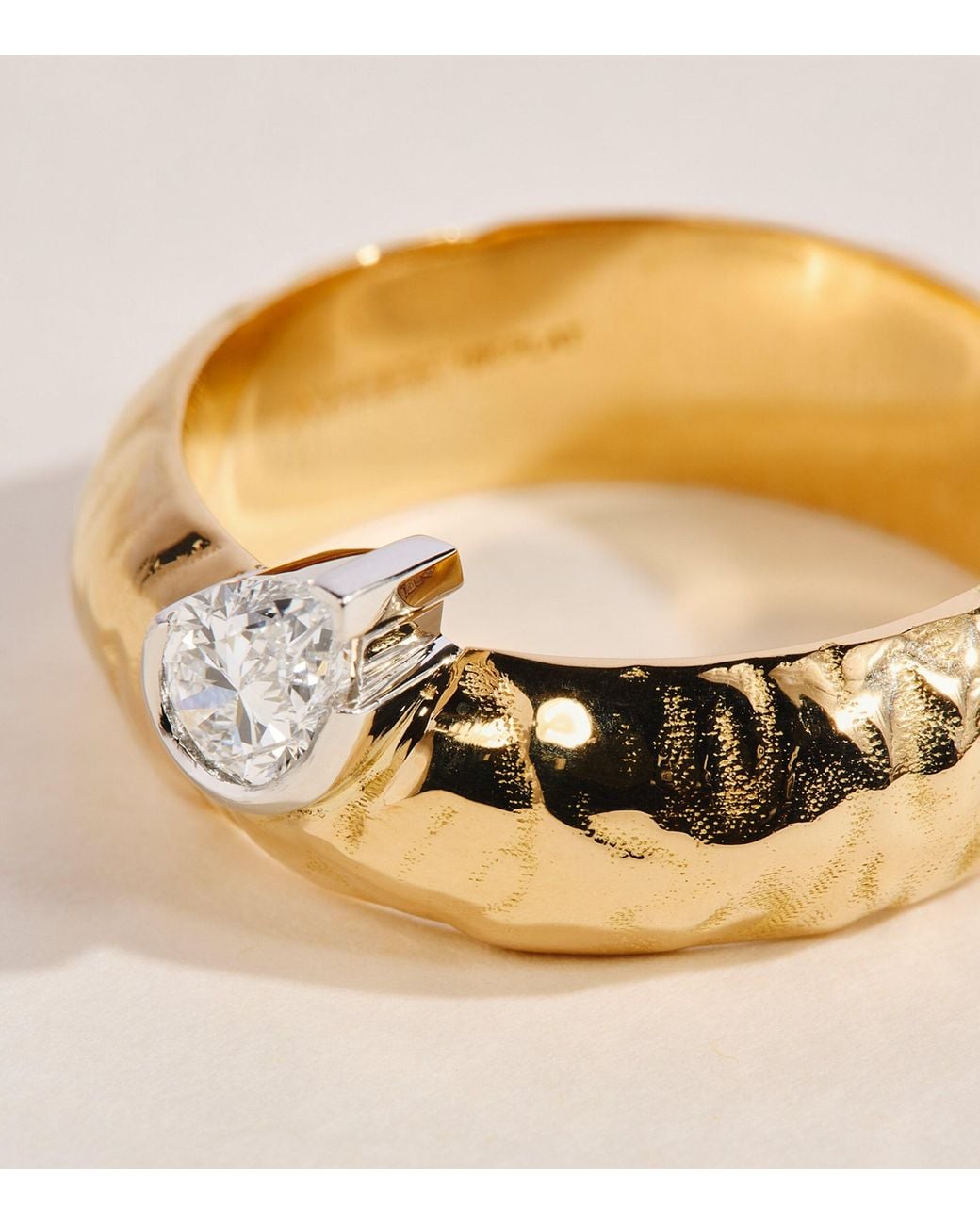 Azlee Metallic And Diamond Weathered Dewdrop Ring