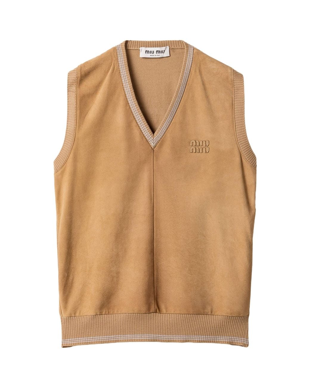 Miu Miu Natural Wool-Suede Sweater Vest