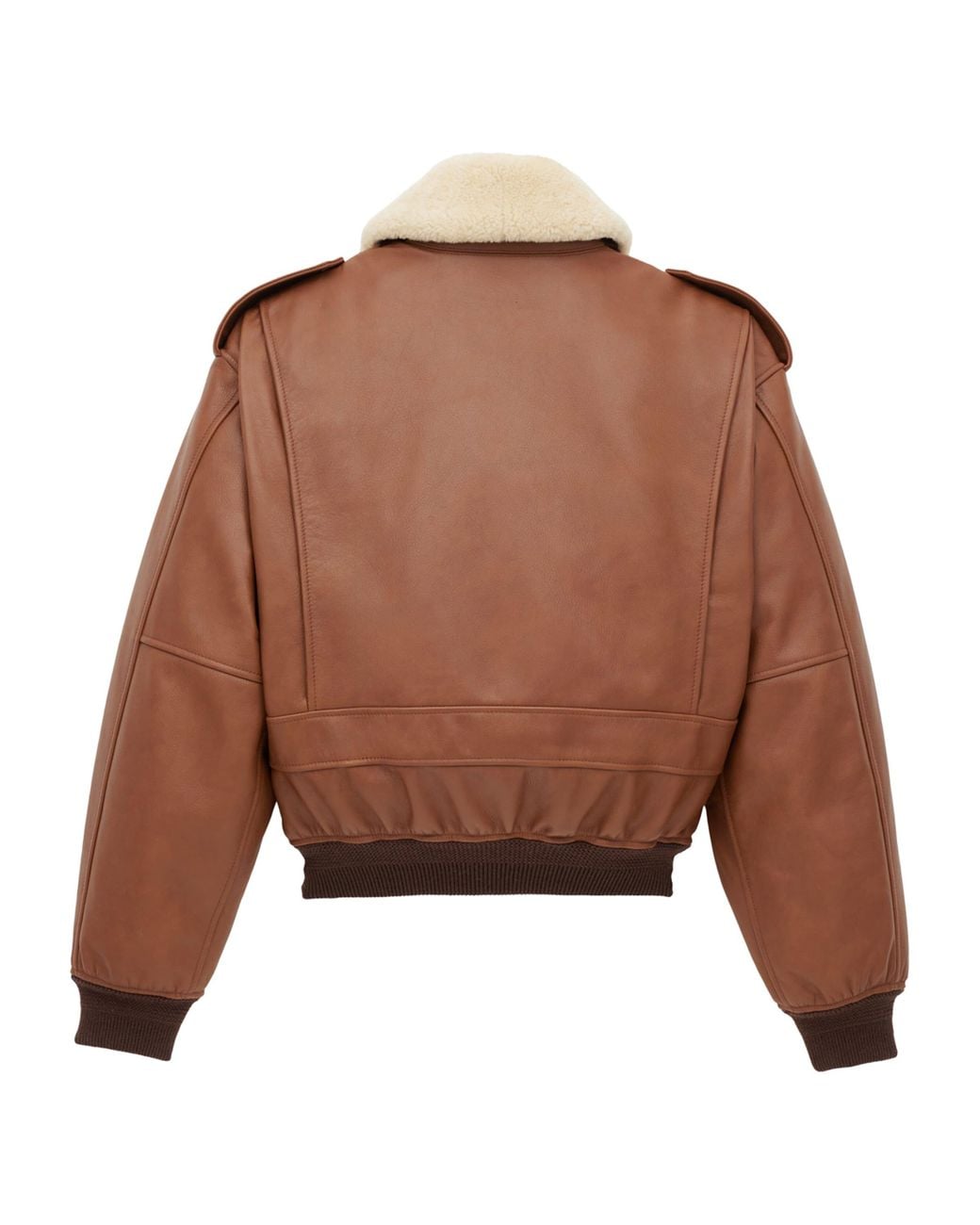 Saint Laurent Brown Shearling Collar Leather Jacket