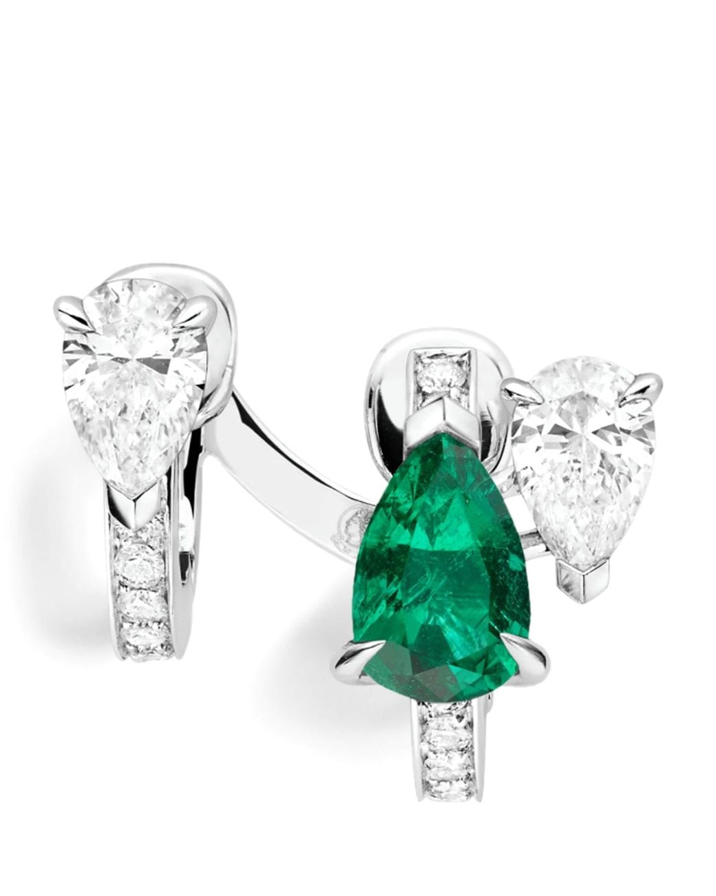 Repossi Blue Diamond And Emerald Serti Sur Vide Single Earring