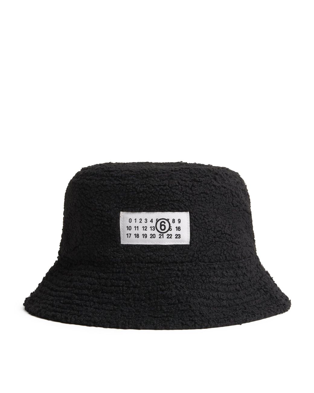 MM6 by Maison Margiela Black Bouclé Logo Patch Bucket Hat for men
