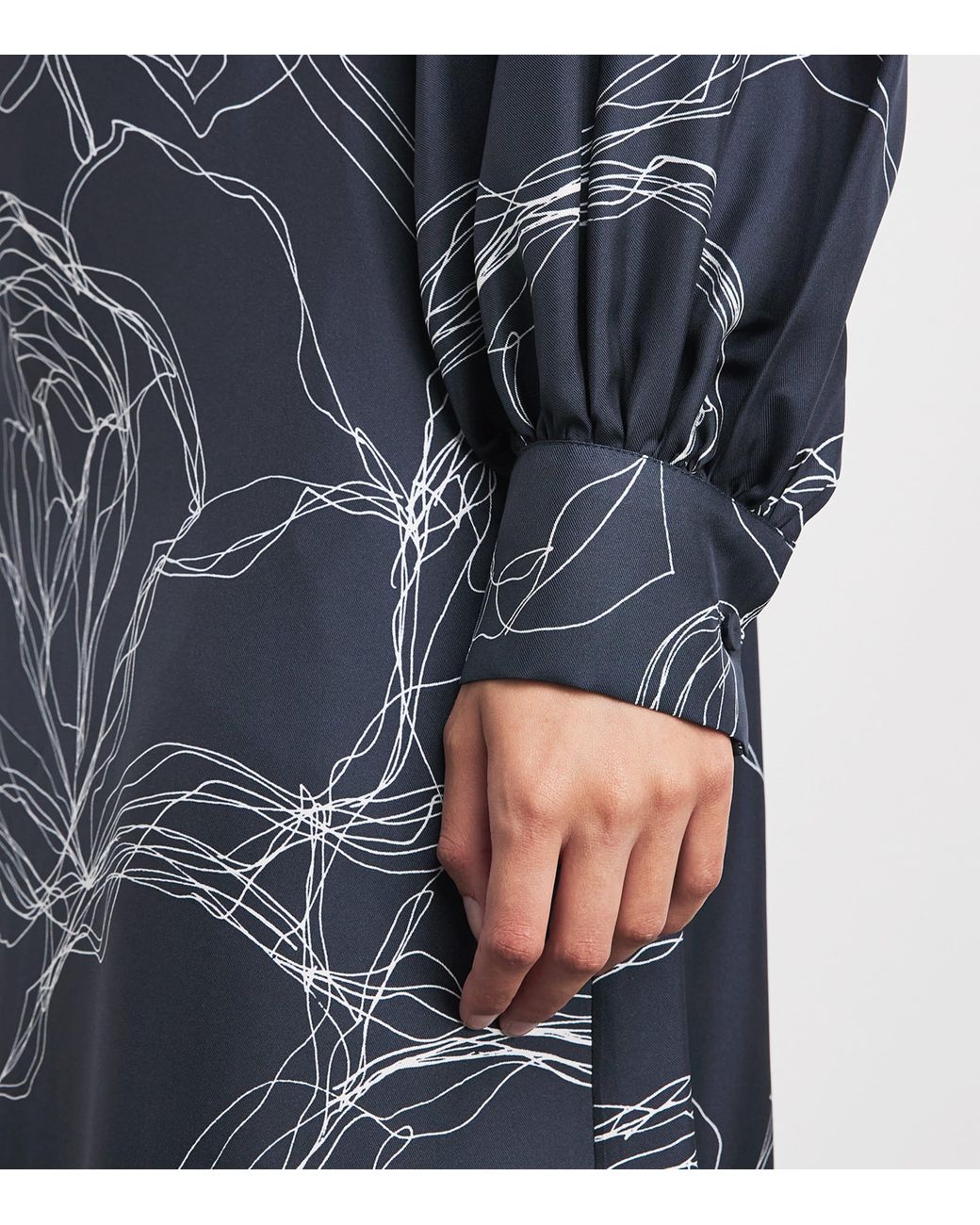 Fabiana Filippi Gray Silk Printed Midi Dress