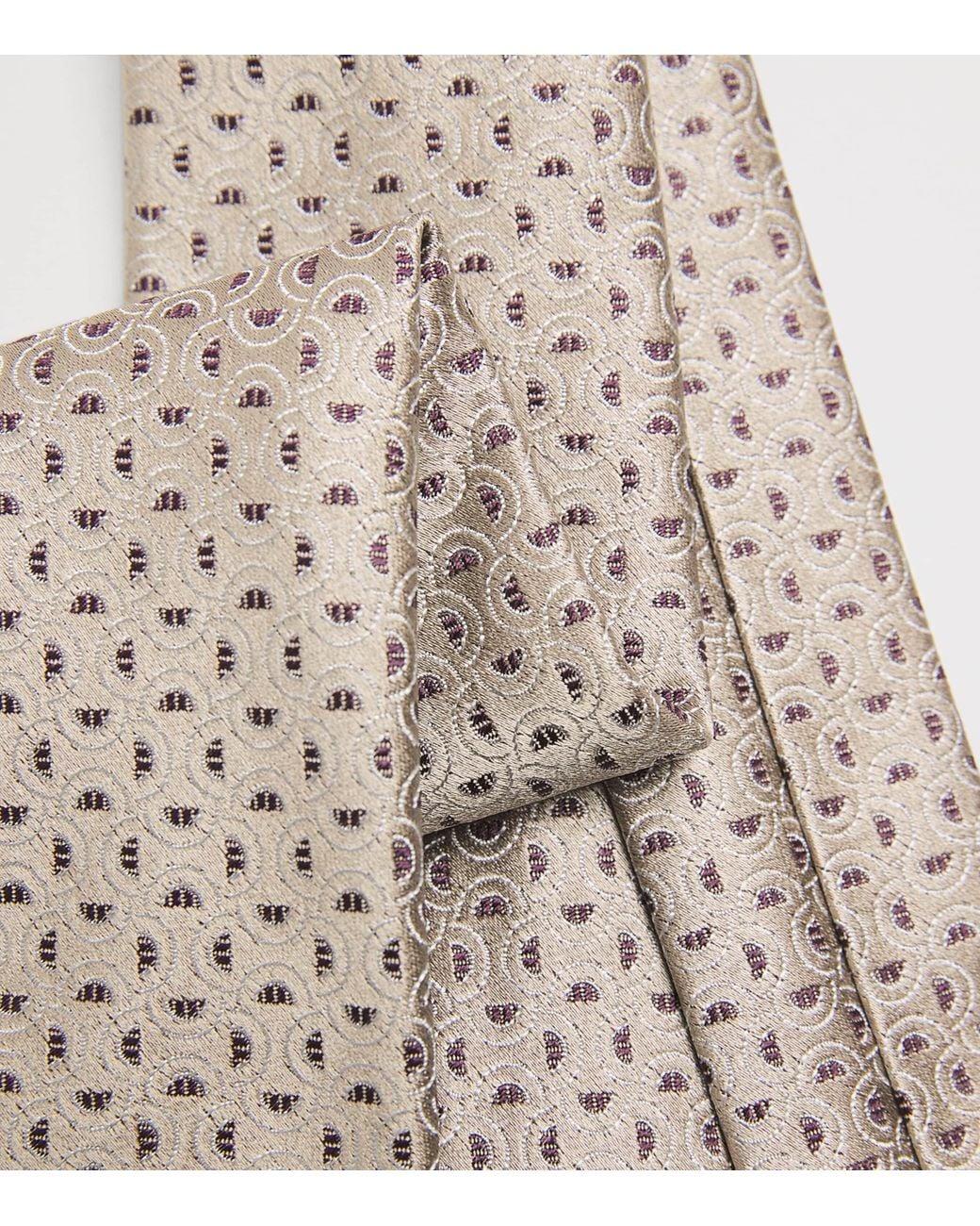 Emporio Armani White Silk Wave Jacquard Tie for men