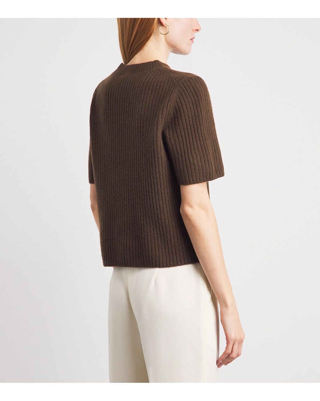 ME+EM Brown Merino Wool Ribbed T-Shirt