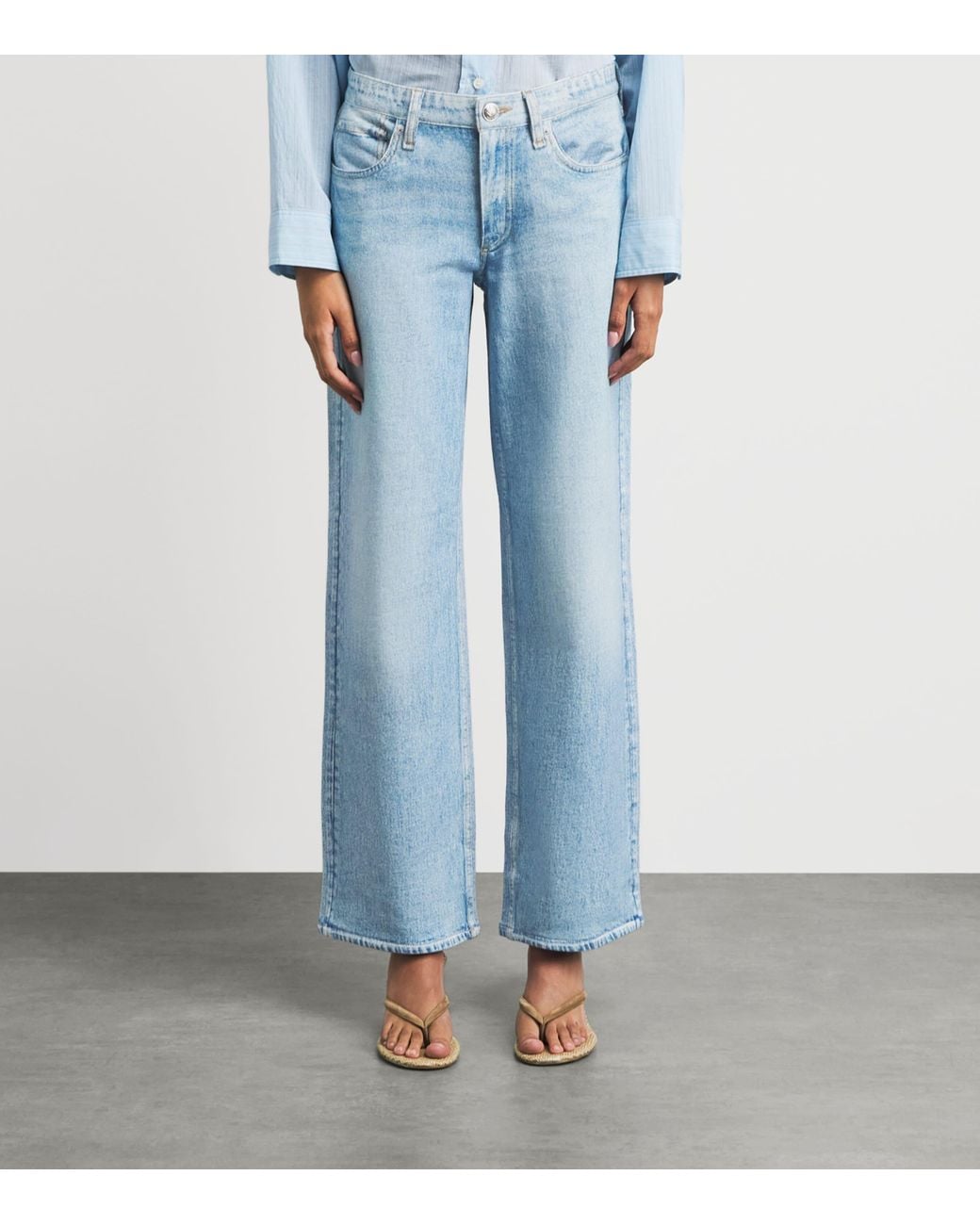 Rag & Bone Blue Trompe-L'Oeil Wide-Leg Trousers