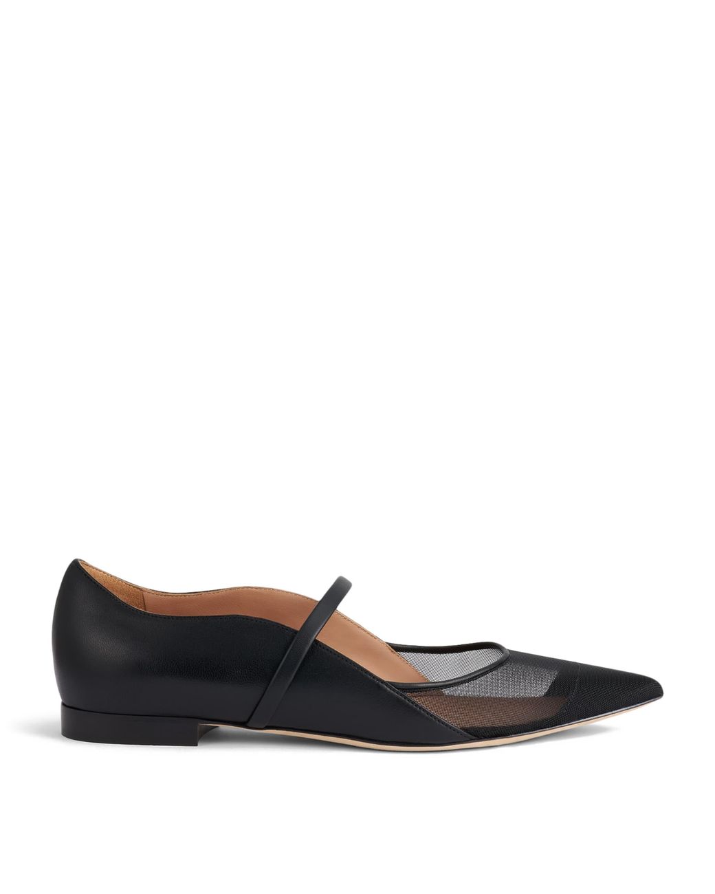 Malone Souliers Black Leather And Mesh Maureen Arc Flats