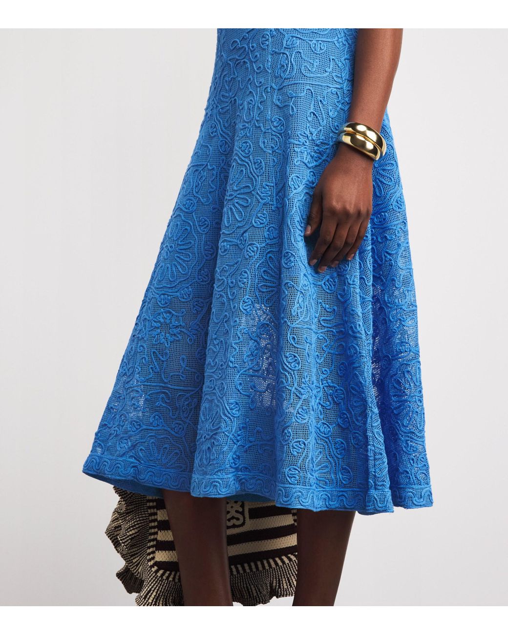 Maje Blue Guipure Lace Midi Dress