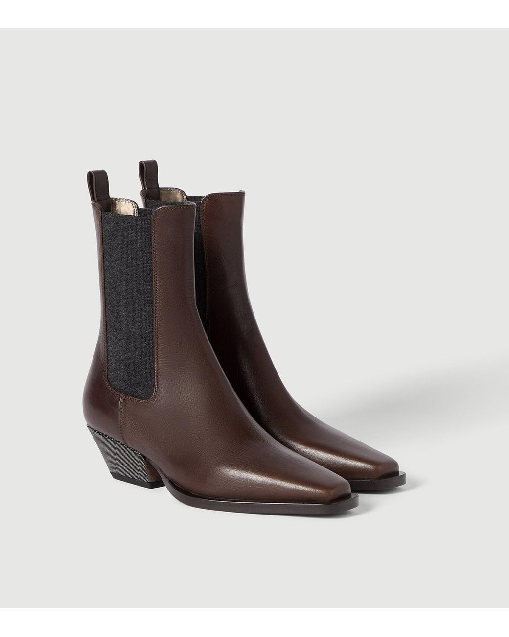 Brunello Cucinelli Brown Leather Chelsea Boots 50