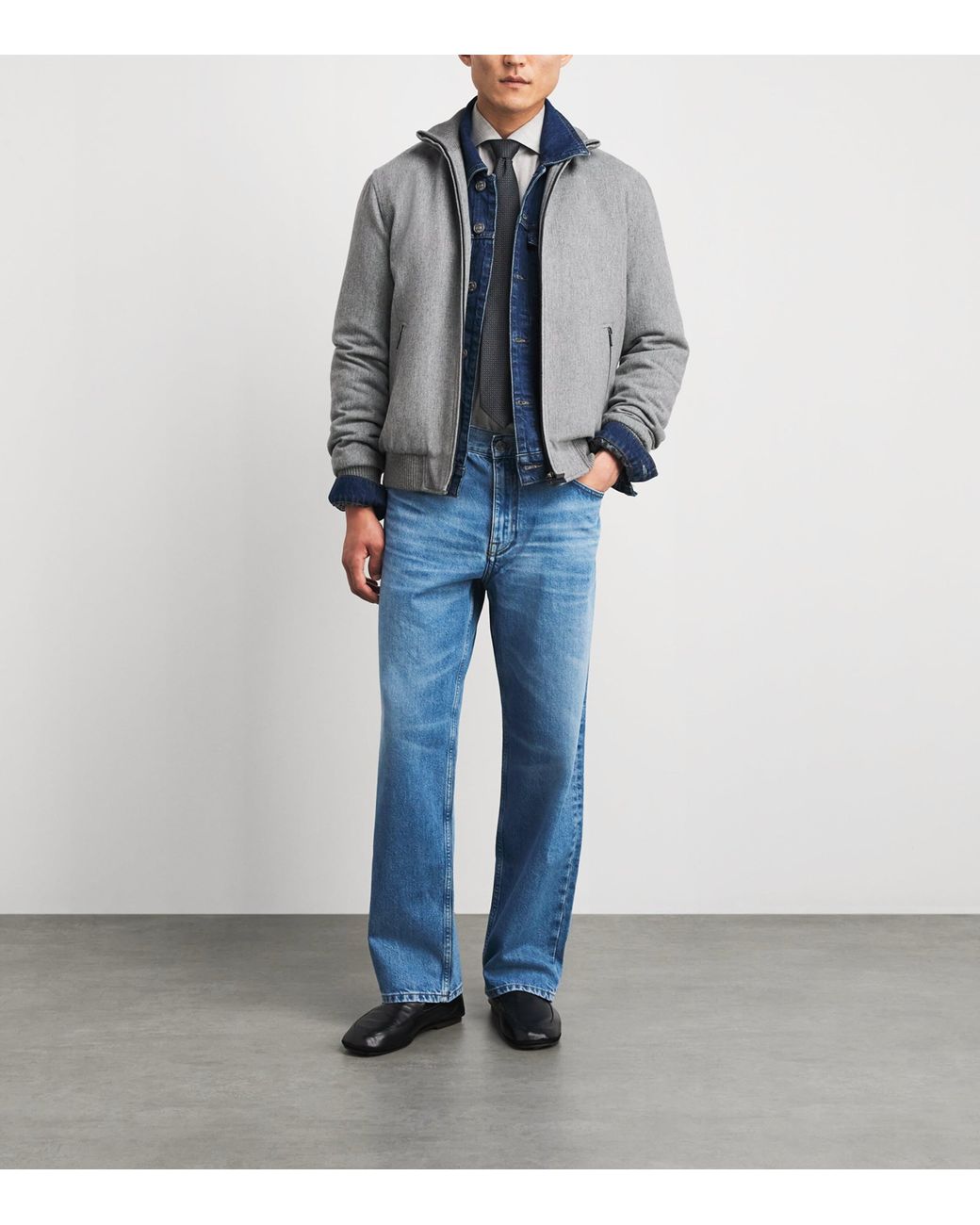 Pal Zileri Gray Wool-Blend Padded Bomber Jacket for men