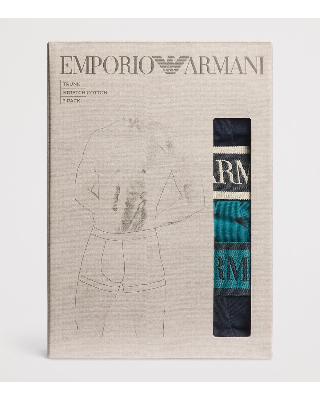 Emporio Armani Blue Stretch-Cotton Logo Trunks for men