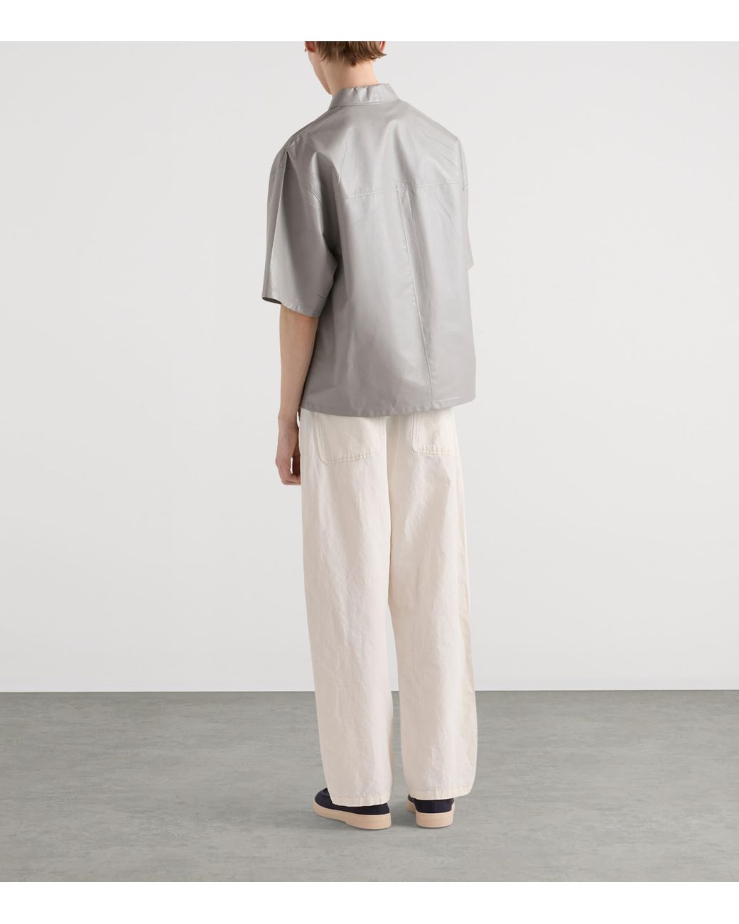 Prada White Cotton-Linen Chambray Trousers for men