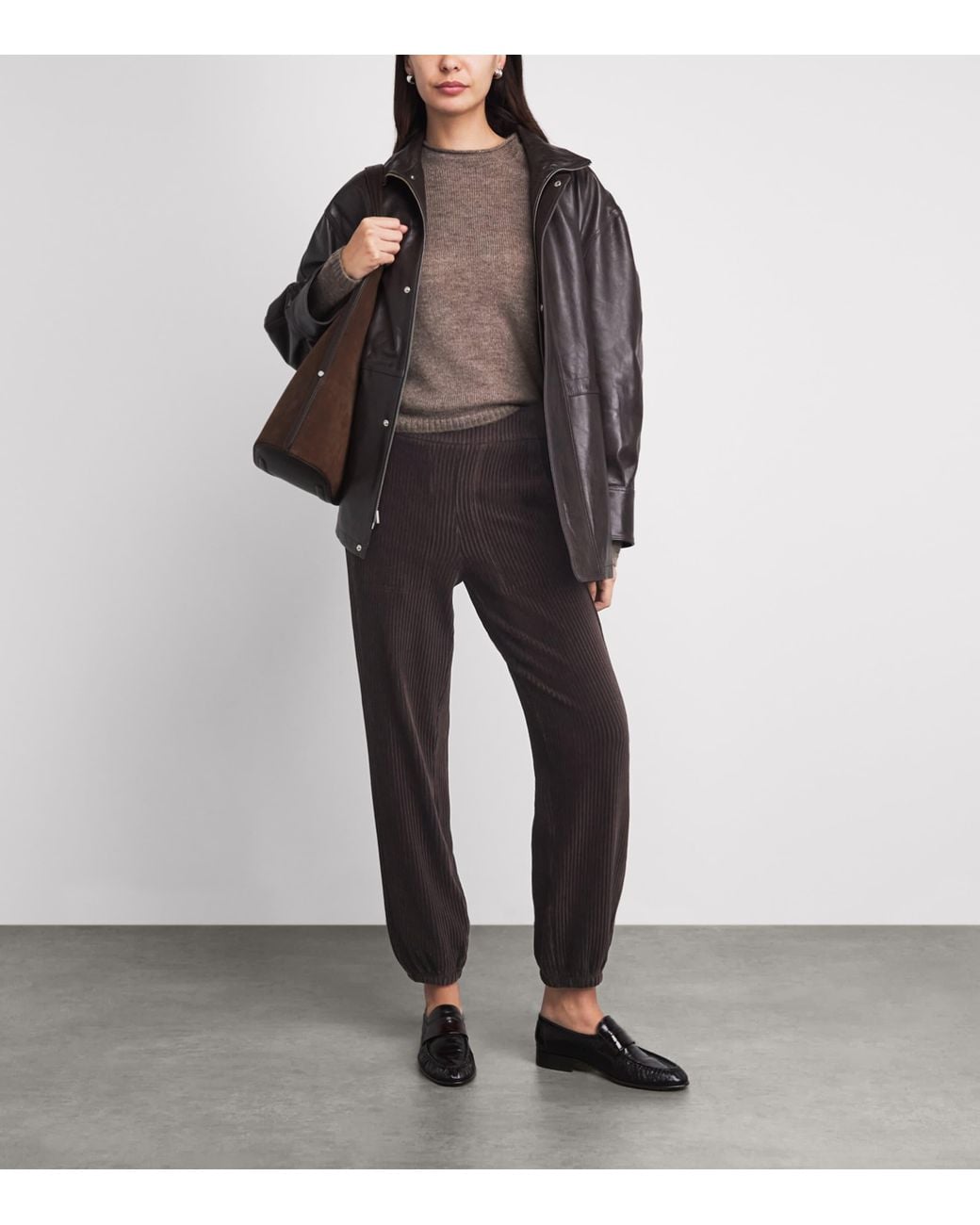 ME+EM Black Corduroy Cuffed Trousers