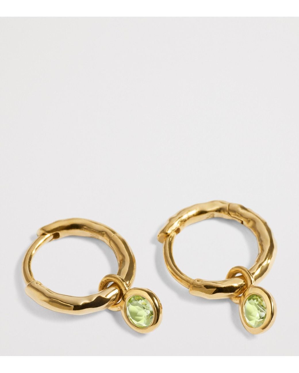 Monica Vinader Metallic Vermeil And Peridot August Birthstone Huggie Earrings