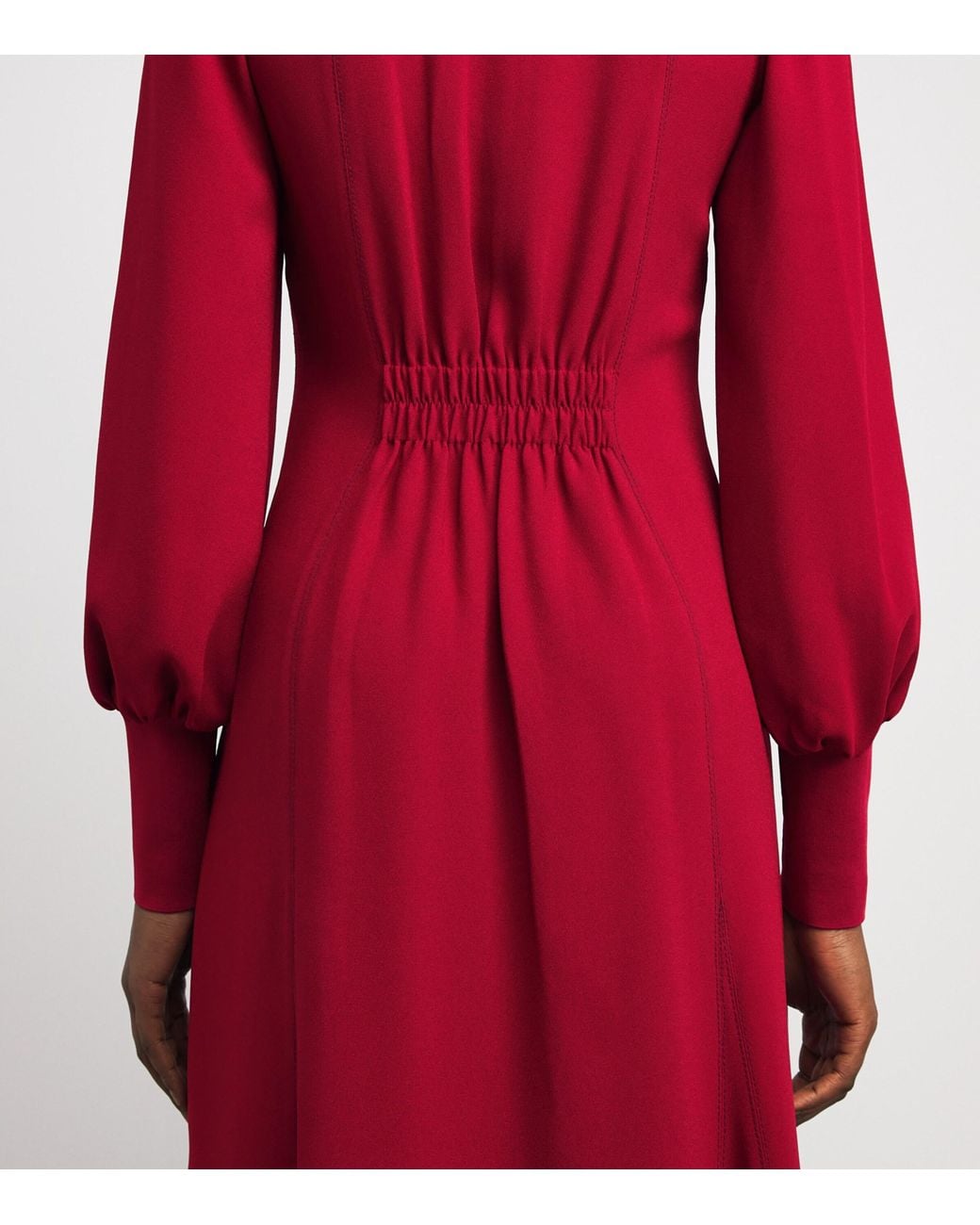 ME+EM Red Crepe Balloon-Sleeve Maxi Dress