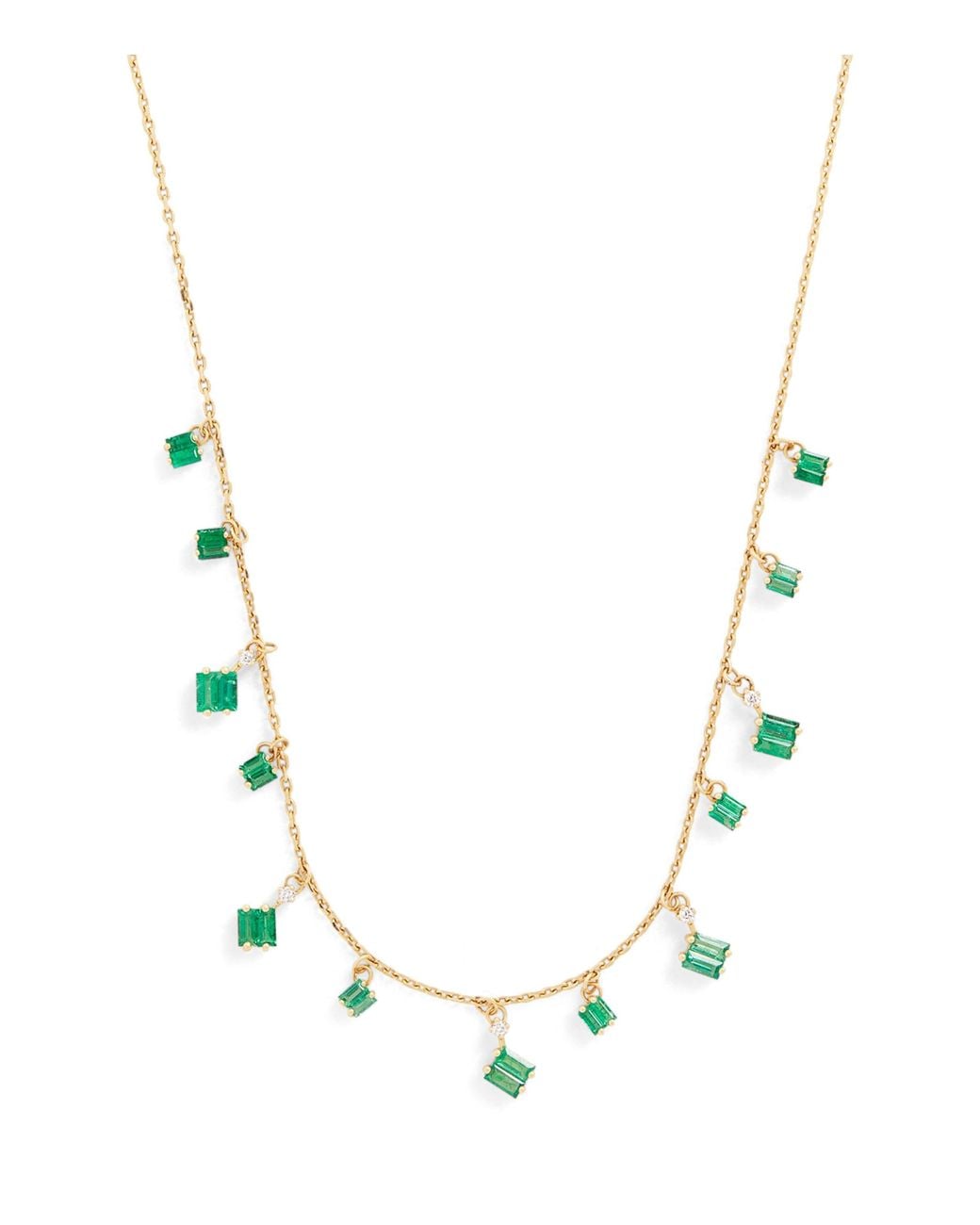 Suzanne Kalan Metallic Diamond And Emerald Bold Cascade Necklace