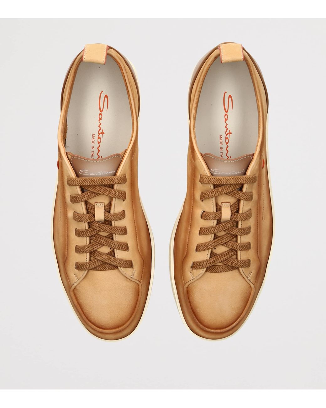 Santoni Brown Nubuck Leather Sneakers for men