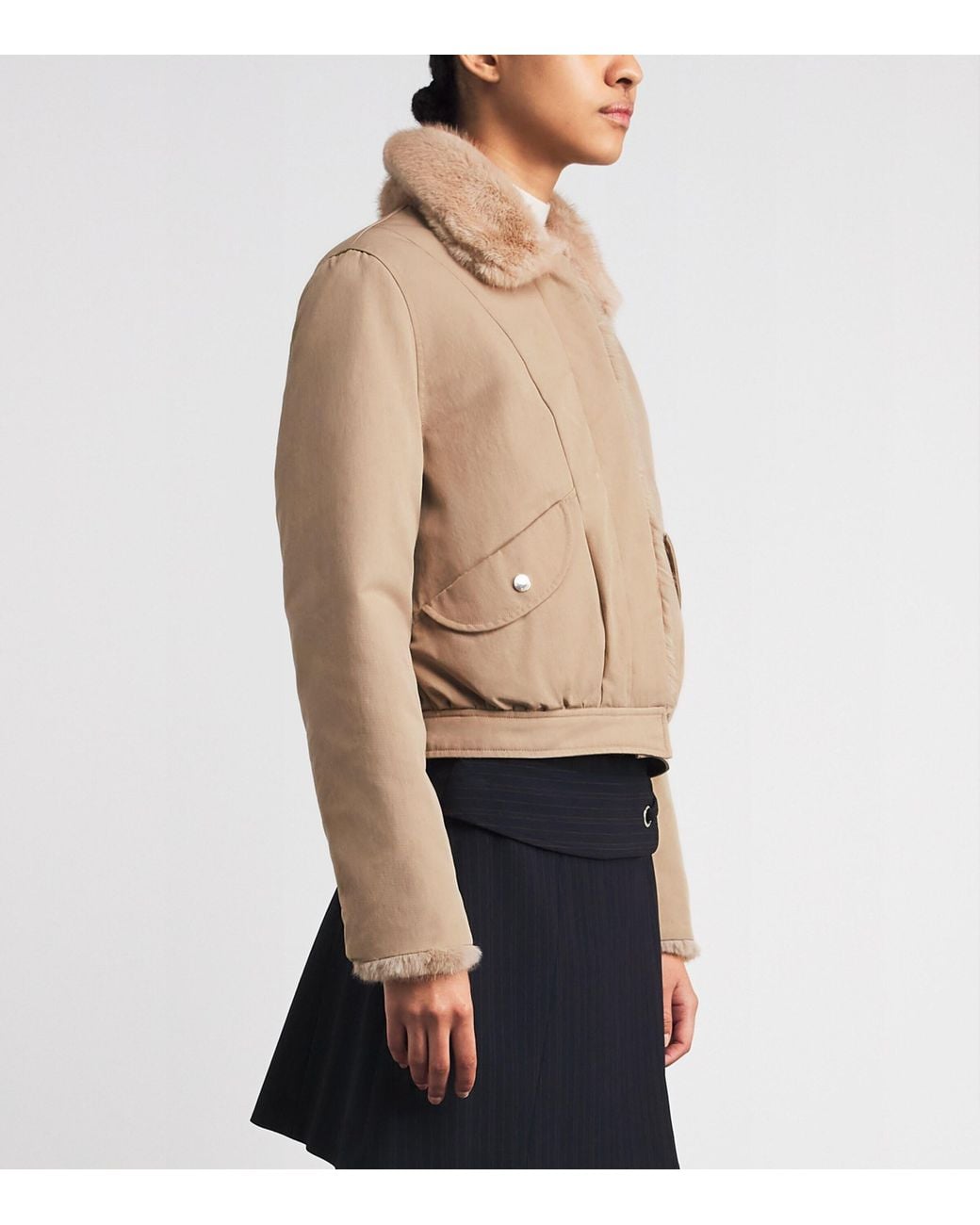 Claudie Pierlot Natural Faux Shearling Reversible Parka