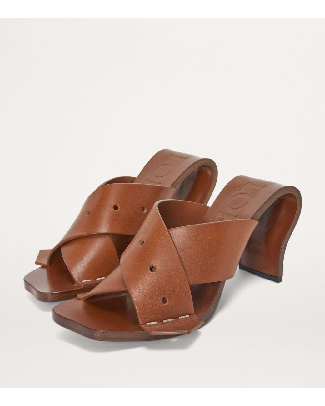 LOEWE GALA SANDAL 90 ロエベ サンダル ヒール レザー 茶 Loewe Calfskin Gala Heeled Sandals 90 in Brown | Lyst