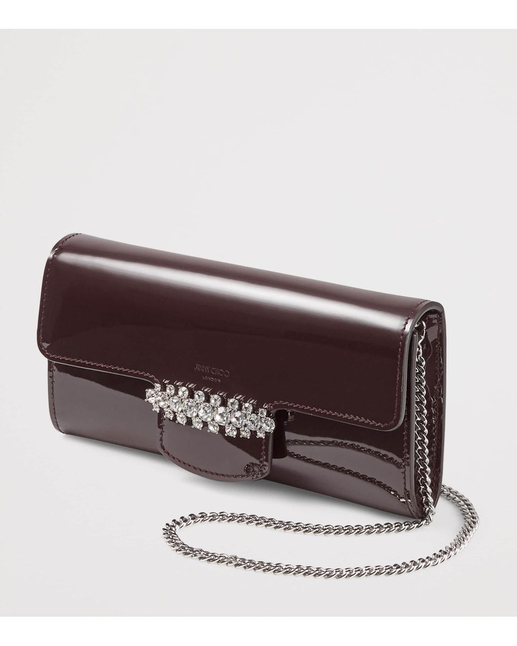 Jimmy Choo Purple Bing Patent Leather Wallet-On-Chain