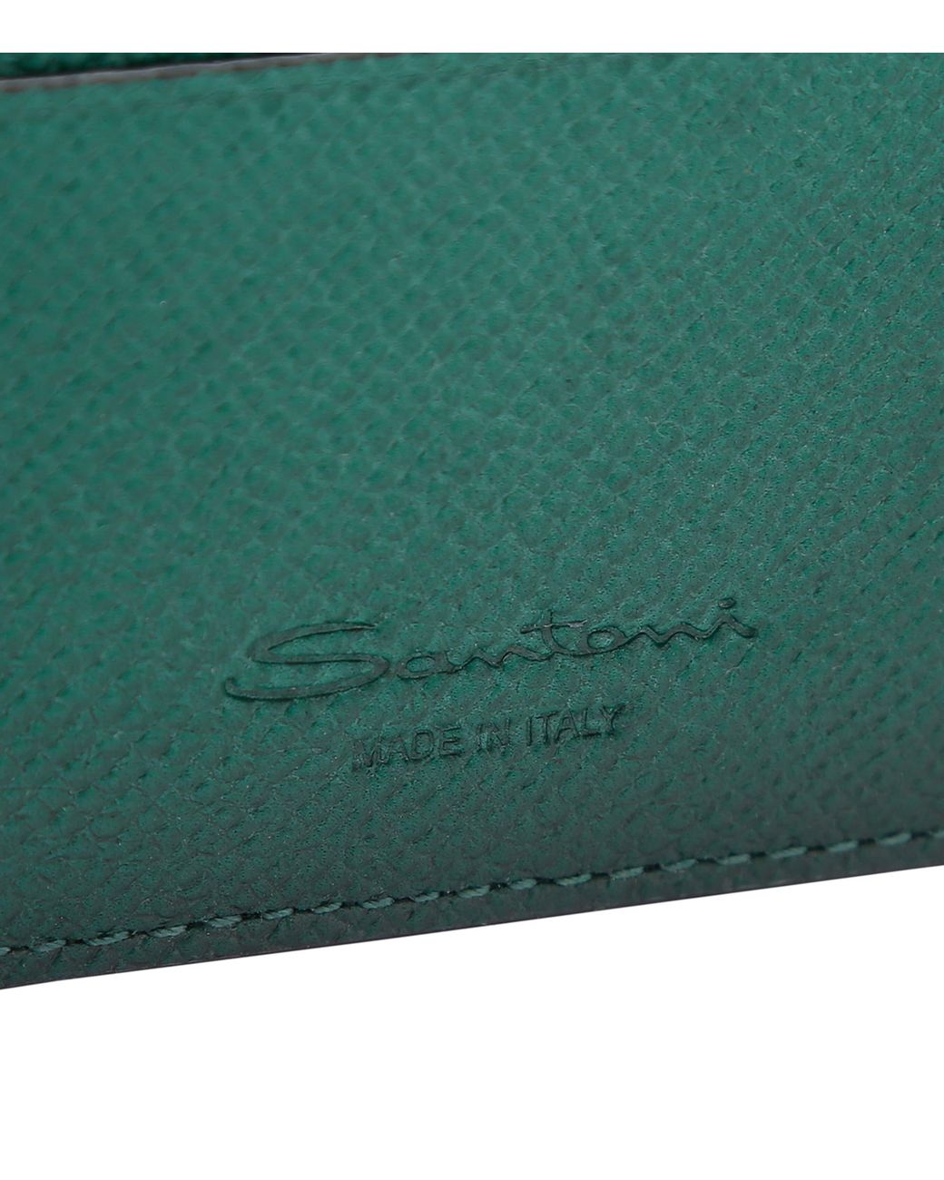 Santoni Green Leather Card Holder for men