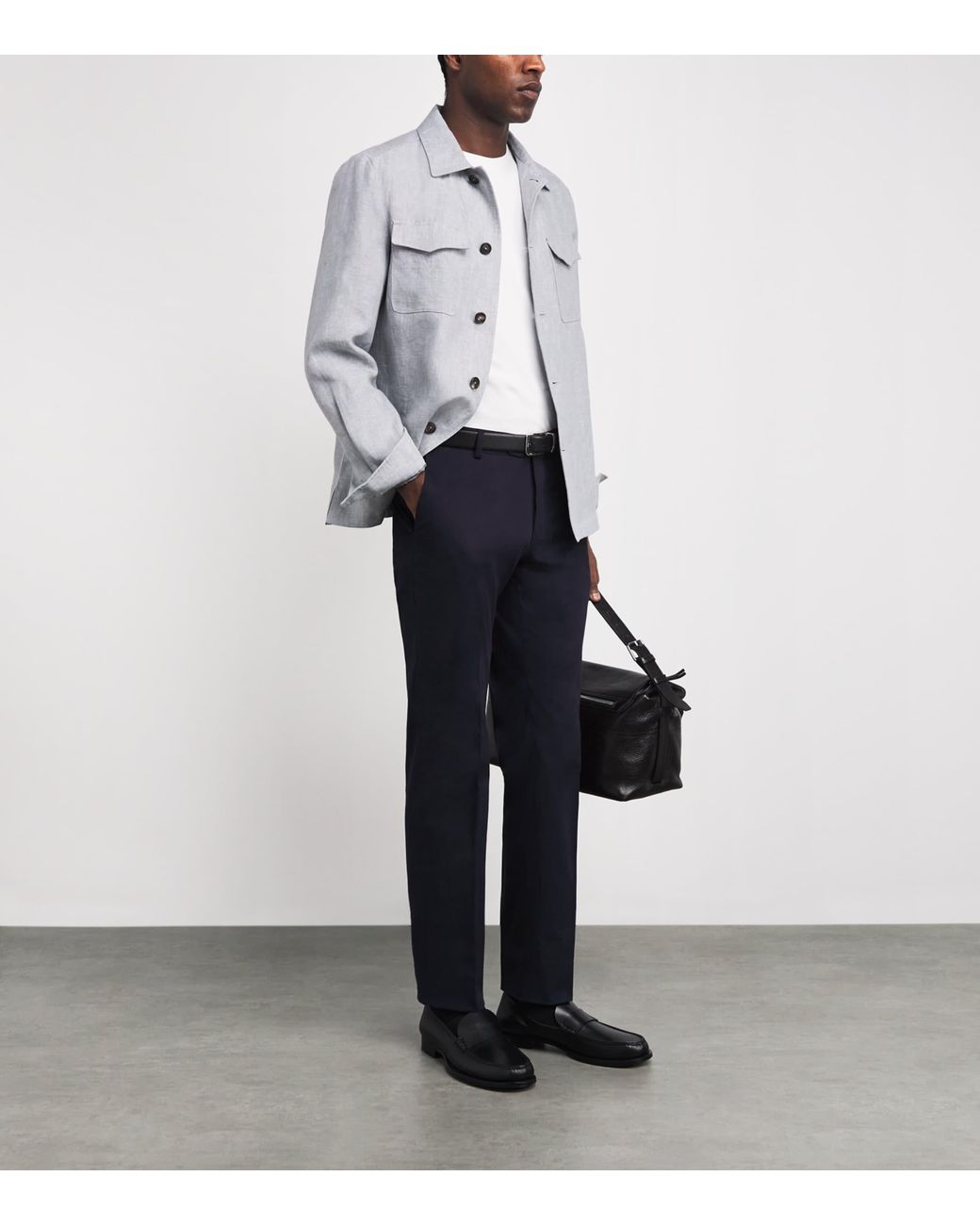 Brioni Blue Cotton-Blend Pienza Straight Trousers for men