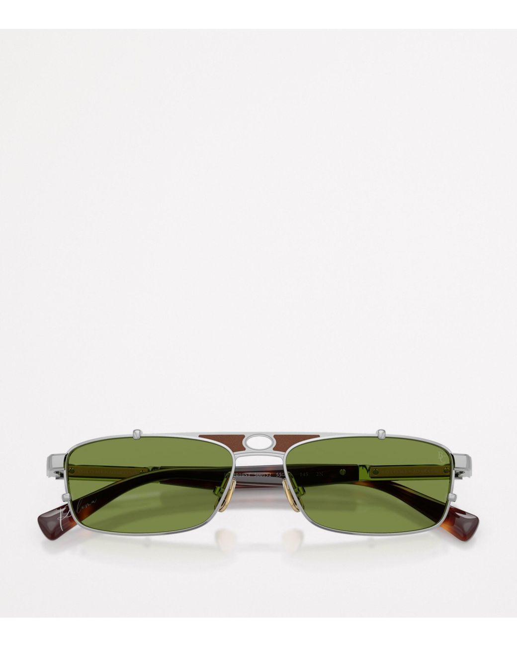 Brunello Cucinelli Green Titanium Rectangular Paloma Sunglasses
