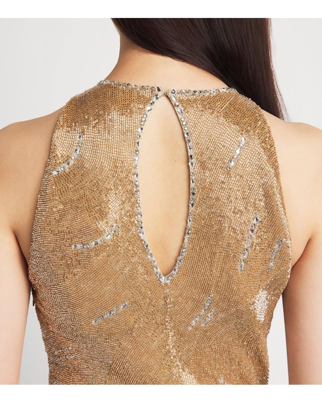 Clio Peppiatt Natural Embellished Delphine Maxi Gown