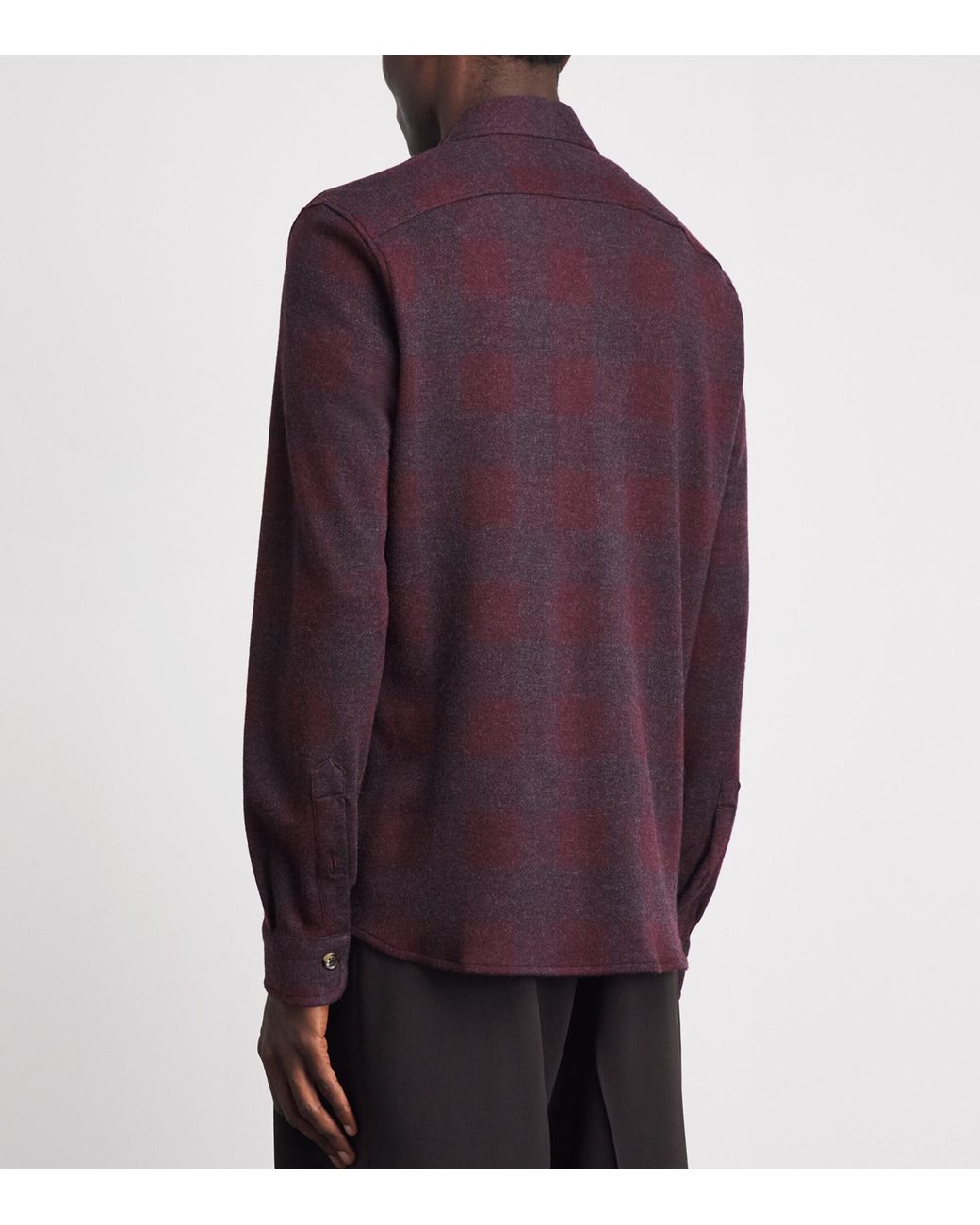 Isaia Purple Wool Check Overshirt for men
