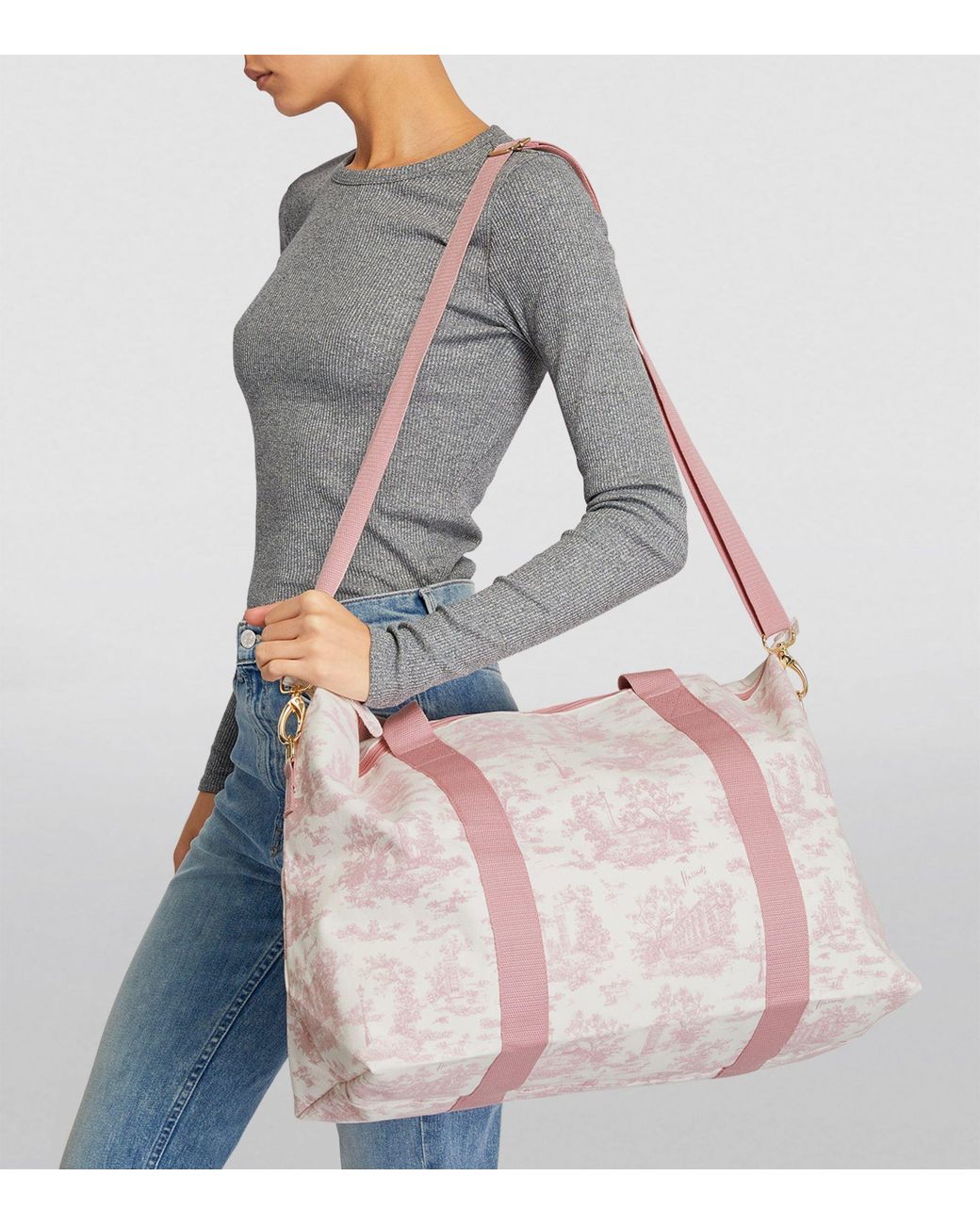 Harrods Pink Toile Foldable Overnight Bag Lyst UK